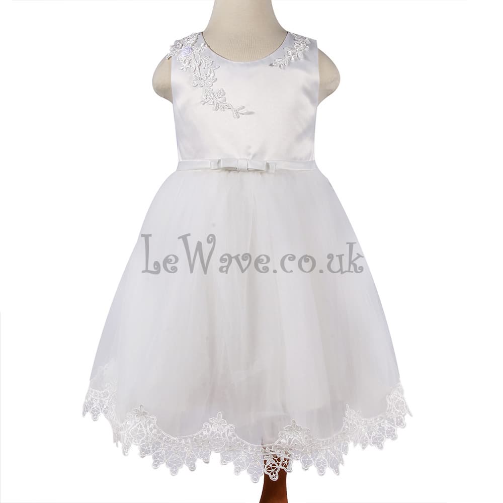 White party dress with flowers and leaves patterns _ LD 128